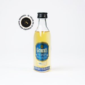 MB16 - Mini Botella Whisky Grants Azul - Botellitas, mini botellas de licores. Regalos corporativos. Invitaciones para eventos. - 78 Grados Deluxe
