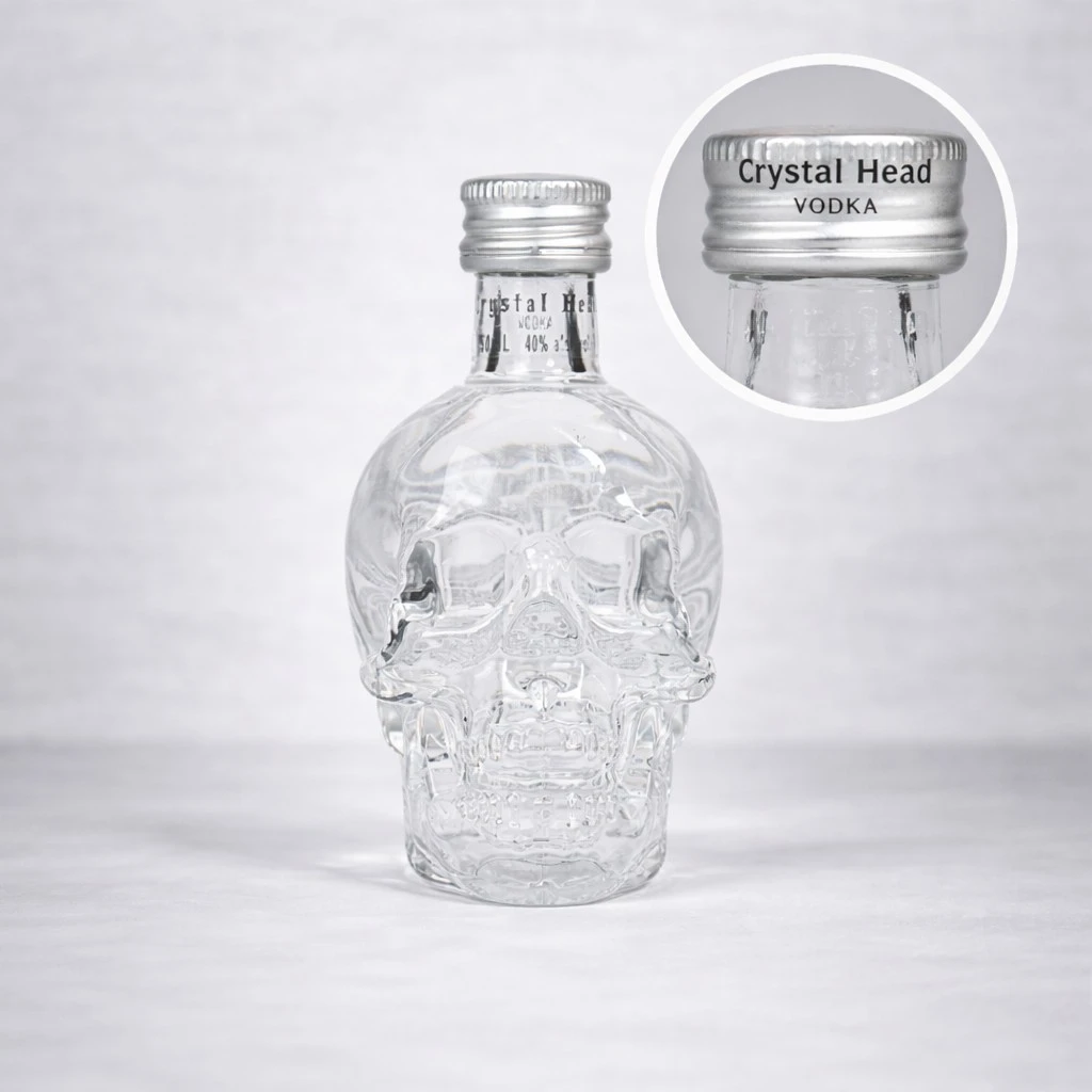 Mini Botella de Vodka Crystal Head de 50mL - Miniatura Original - Mini Botellita de vodka - 78 Grados Deluxe