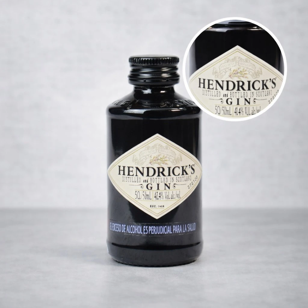 Mini Botella de Ginebra Hendricks 50mL - Miniatura Original - Mini Botellita de ginebra - 78 Grados Deluxe