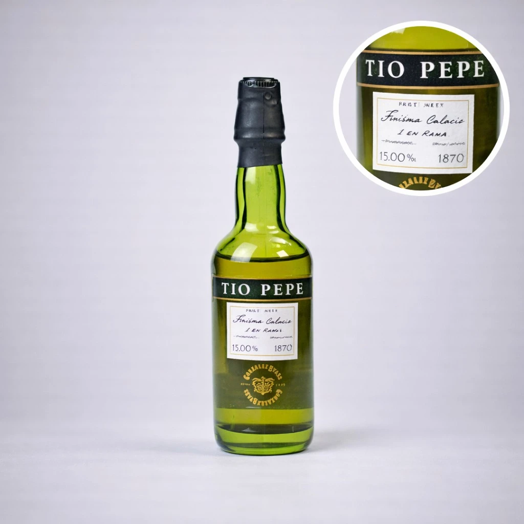 Mini Botella de Jerez Tío Pepe 50mL - Miniatura Original - Mini Botellita de jerez - 78 Grados Deluxe