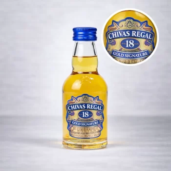 Mini Botella de Whisky Chivas 18 años de 50mL - Miniatura Original - Mini Botellita de whisky chivas - 78 Grados Deluxe