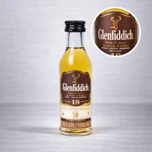 Mini Botella de Whisky Glenfiddich 15 años 50mL - Miniatura Original - Mini Botellita de Glenfiddich - 78 Grados Deluxe