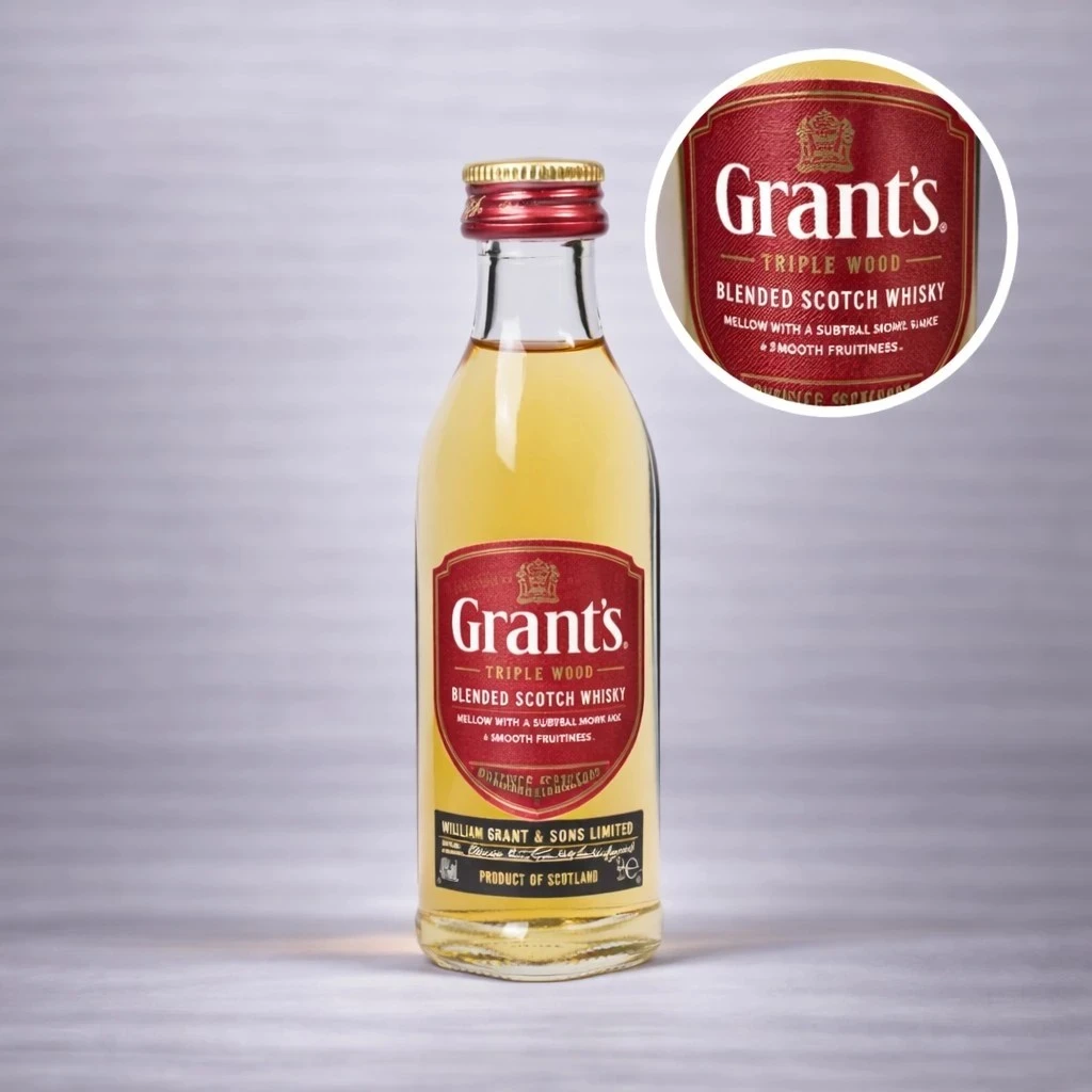 Mini Botella de Whisky Grants 50mL - Miniatura Original - Mini Botellita de grants rojo - 78 Grados Deluxe