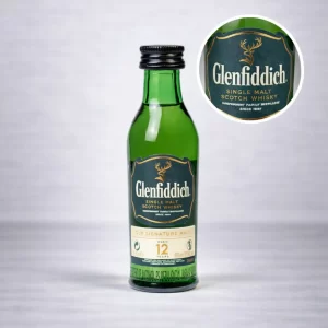 Mini Botella deWhisky Glenfiddich 12 años 50mL - Miniatura Original - Mini Botellita de whisky Glenfiddich - 78 Grados Deluxe