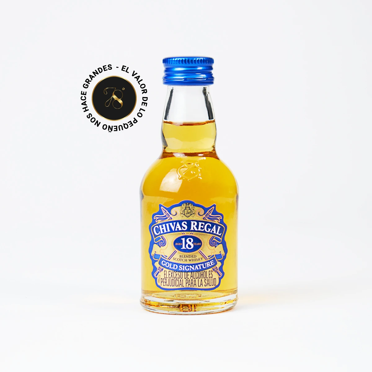 MB08 - Mini Botella - Botellita de licor de Whisky Chivas Regal 18 años más caja de regalo premium e invitación o fotografía personalizada. Ideal para eventos, recuerdos, bodas o regalos corporativos.