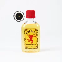 MB10 - Mini Botella - Botellita de licor de Whisky Fireball Cinnamon más caja de regalo premium e invitación o fotografía personalizada. Ideal para eventos, recuerdos, bodas o regalos corporativos.