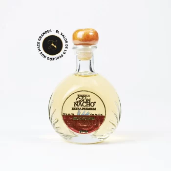 MB17 - Mini Botella - Botellita de licor de Tequila Don Nacho Extra Premium Reposado más caja de regalo premium e invitación o fotografía personalizada. Ideal para eventos, recuerdos, bodas o regalos corporativos.