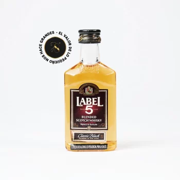 MB23 - Mini Botella - Botellita de licor de Whisky Label 5 más caja de regalo premium e invitación o fotografía personalizada. Ideal para eventos, recuerdos, bodas o regalos corporativos.