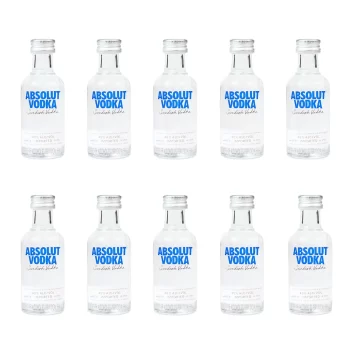 Mini botellas de licor Absolut Vodka (50ml) al por mayor. Botellitas en miniatura al por mayor pack de 10 unidades en Colombia, Bogota, Medellín, Cali, Barranquilla, Bucaramanga, Villavicencio, Santander, Cartagena, Tunja, Boyaca.