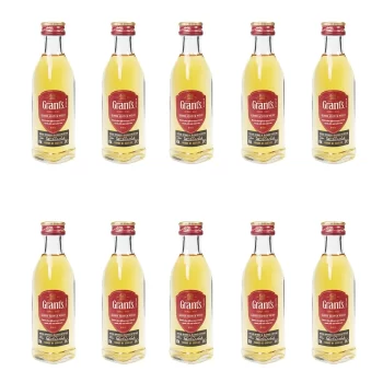 Mini botellas de licor Whisky Grants (50ml) al por mayor. Botellitas en miniatura al por mayor pack de 10 unidades en Colombia, Bogota, Medellín, Cali, Barranquilla, Bucaramanga, Villavicencio, Santander, Cartagena, Tunja, Boyaca.
