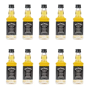 Mini botellas de licor Whisky Jack Daniels (50ml) al por mayor. Botellitas en miniatura al por mayor pack de 10 unidades en Colombia, Bogota, Medellín, Cali, Barranquilla, Bucaramanga, Villavicencio, Santander, Cartagena, Tunja, Boyaca.