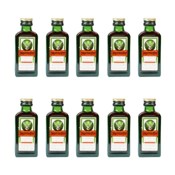 Mini botellas de licor Jagermeister (30ml) al por mayor. Botellitas en miniatura al por mayor packs de 6, 12, 24 y 50 unidades. Licor estampillado de botellitas al mayoreo. Mini licores al por mayor en Colombia. Todos nuestros licores en formato miniatura son producidos por cada casa licorera y están respaldados por la estampilla nacional, lo que certifica su autenticidad, seguridad, regulación y control, garantizando así su idoneidad para el consumo, distribución y venta. Todas las mini botellas son 100% originales y aptas para el consumo.