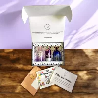 78 Grados Deluxe – Caja con 3 mini botellas de Ginebras Surtidas – Regalos con mini botellas de licores – Regalos corporativos.