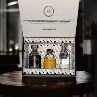 78 Grados Deluxe – Caja con mini botellas de licores surtidos – 3 Referencias de miniaturas de licor: Absolut Vodka, Ginebra Gin Selva, Aguardiente Desquite – Caja Referencia 17 – Regalos con mini botellas de licores – Regalos corporativos.