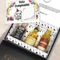 78 Grados Deluxe – Caja con mini botellas de whisky surtidos – 3 Referencias de miniaturas de licor: Jack daniels, Monkey Shoulder y Glenfiddich 15 años – Caja Referencia 17 – Regalos con mini botellas de licores – Regalos corporativos.