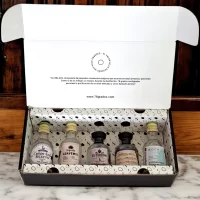 Caja de regalo con mini botellas de Tequila de Agave más tarjeta impresa personalizada. El regalo perfecto para ese jefe, compañero de trabajo, proveedor, cliente, pareja o amigo. Ideal para eventos o regalos corporativos, invitaciones para bodas, cumpleaños y cualquier situación que merezca un toque de lujo. – 78 Grados Deluxe – Pack de tequilas de agave en minibotellitas.