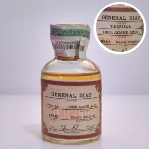 Mini Botella de Tequila General Diaz Añejo 50mL - Miniatura Original - Mini botella de tequila collecionable - 78 Grados Deluxe