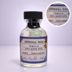 Mini Botella de Tequila General Diaz Blanco 50mL - Miniatura Original - Mini botella de tequila collecionable - 78 Grados Deluxe