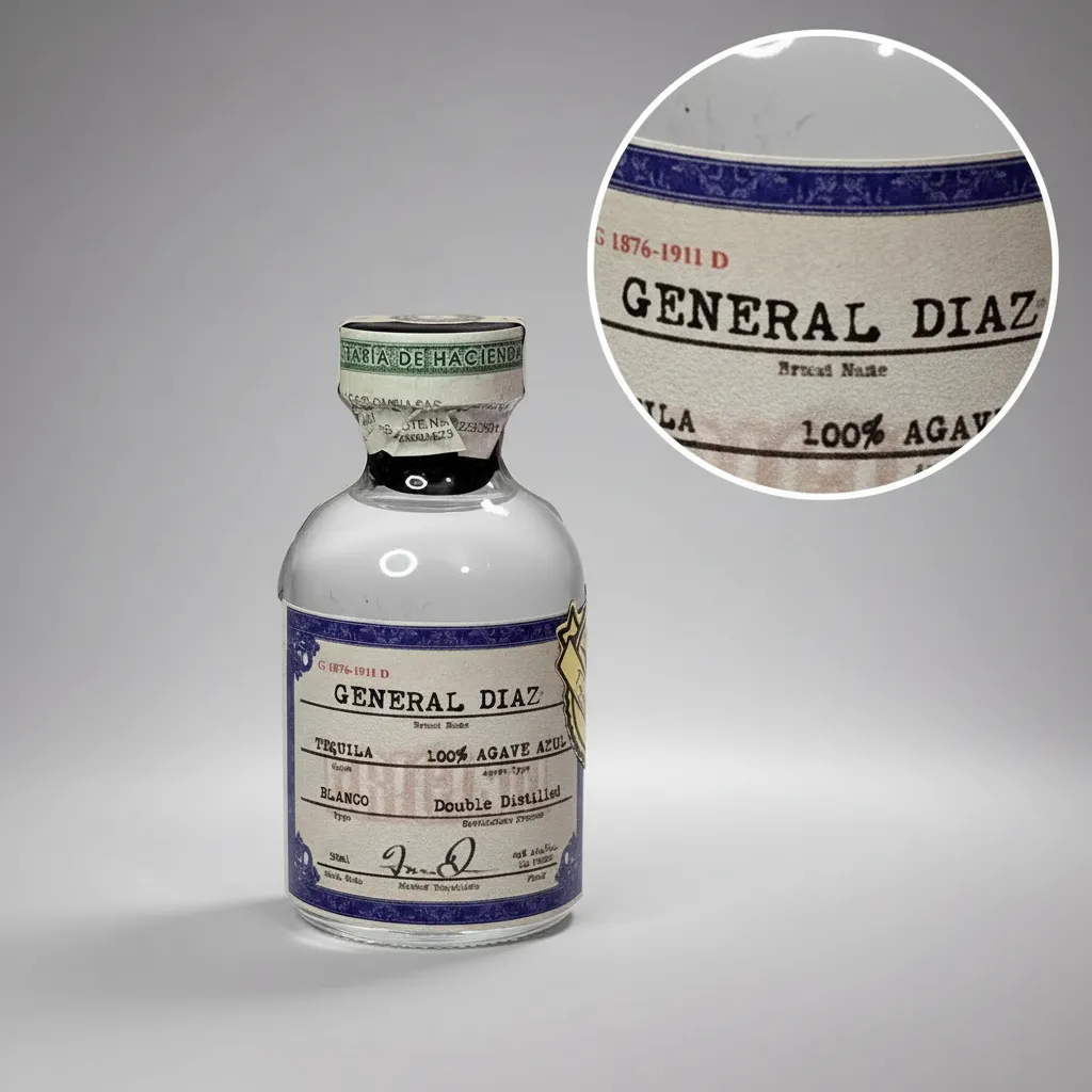 78 Grados Deluxe - Mini Botella Tequila General Diaz Blanco - Botellita de licor más caja premium y tarjeta impresa. Mini botellita Tequila General Diaz