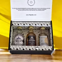 Caja con mini botellas de Tequila x3 – Tequila Campo Azul, Tequila Nock, Tequila Agavemio, Tequila El Padrino, Tequila General Diaz más (1) tarjeta personalizada impresa. Ideal para eventos, bodas, cumpleaños o regalos corporativos – 78 Grados Deluxe.