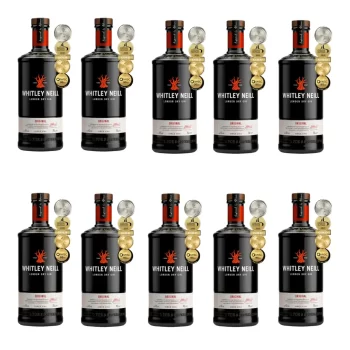 Mini botella Ginebra Whitley Neill Original 50mL al por mayor - Es una destilación extraordinaria que eleva el estándar de la ginebra con su vibrante y seductor perfil de sabor. Con una cuidadosa selección de ingredientes, incluyendo enebro, semilla de cilantro, corteza de casia, raíz de orris, raíz de angélica, orozuz, naranja dulce, limón y la distintiva naranja de Sicilia, esta ginebra ofrece una experiencia sensorial incomparable. El color transparente de la mini botella de Ginebra Whitley Neill Blood Orange Gin anticipa la frescura y vitalidad que se encuentra en cada sorbo. Al acercarla a la nariz, los aromas cítricos y sabrosos emergen de forma limpia, invitando a un viaje sensorial único. Al probar esta ginebra, se despliega un estallido de sabor dulce proveniente de las naranjas sanguinas sicilianas, ofreciendo una experiencia suave y burbujeante que deleita el paladar con cada sorbo. La combinación de ingredientes seleccionados con precisión garantiza un equilibrio perfecto entre lo dulce y lo cítrico, creando una armonía de sabores que perdura en el paladar.
