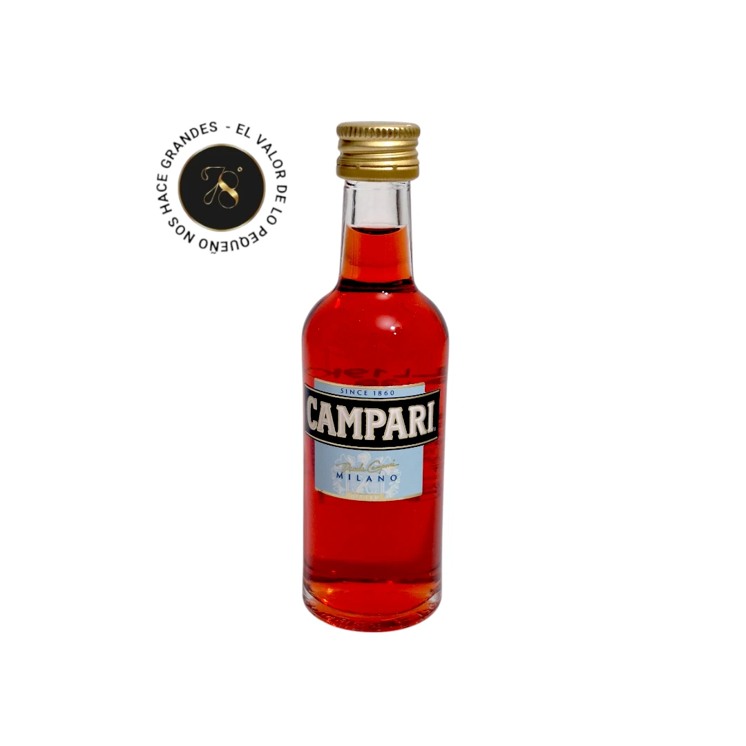 Mini botella de Campari 50mL - Mini botellita de Campari Original - 78 Grados Deluxe