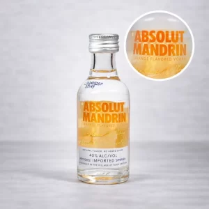 Mini Botella de Absolut Vodka Mandarin de 50mL - Miniatura Original - Mini Botellita de vodka con sabor a mandarina - 78 Grados Deluxe
