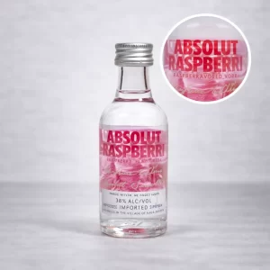 Mini Botella de Absolut Vodka Raspberri de 50mL - Miniatura Original - Mini Botellita de vodka con sabor a frambuesa - 78 Grados Deluxe