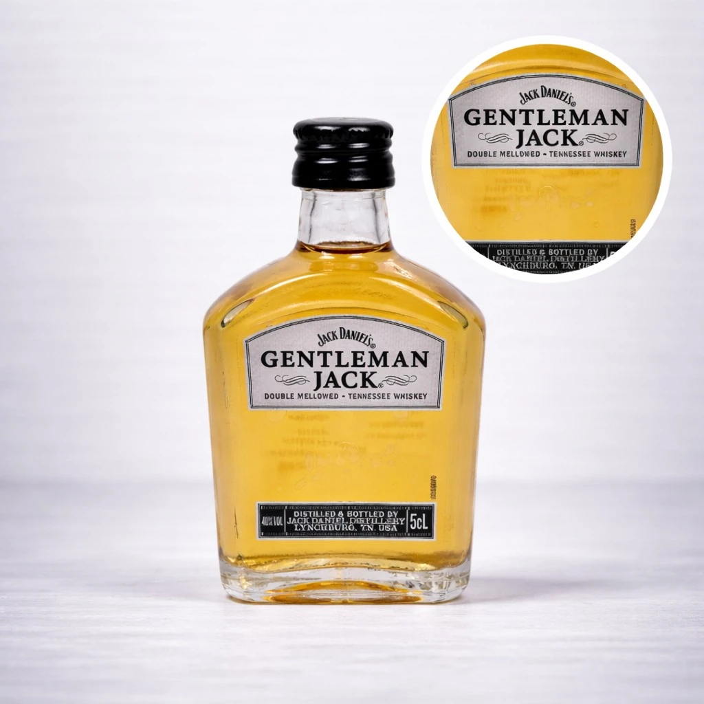 Mini Botella de Whisky Gentleman Jack 50mL - Miniatura Original - Mini Botellita de whisky coleccionable - 78 Grados Deluxe
