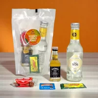 Whisky Citrus Tonic - Kit de Coctel con Jack Daniels (50mL) , Cocteles con soda de naranja, Whisky Tonic coctel, Kits de coctelería con whisky para preparar