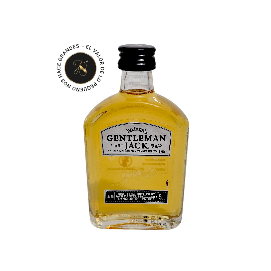 Mini botella Whisky Gentleman Jack 50mL - Mini botellita de Whisky Gentleman Jack - Jack Daniels Gentleman - 78 Grados Deluxe
