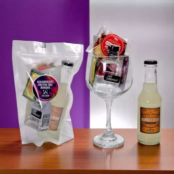 Aguardiente frutos del bosque - Kit de Coctel con Aguardiente Mil Demonios (50mL) , aguardiente con ginger beer, kit de coctel artesanal con tajín.