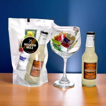 Moscow Mule - Kit de Coctel con Absolut Vodka (50mL) , Coctel con ginger beer y limón, moscow mule premium, regalo con vodka absolut, coctel para preparar.