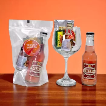 Tequila Sunrise - Kit de Coctel con Tequila Nock (50mL) , Coctel con tequila y soda sin azúcar, coctel tropical saludable, Kits de coctelería con tequila