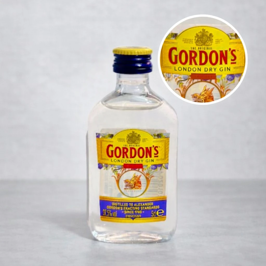 Mini Botella de Ginebra Gordons 50mL - Miniatura Original - Mini Botellita coleccionable de ginebra - 78 Grados Deluxe