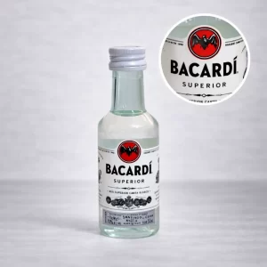 Mini Botella de Ron Bacardi 50mL - Miniatura Original - Mini Botellita coleccionable de ron - 78 Grados Deluxe