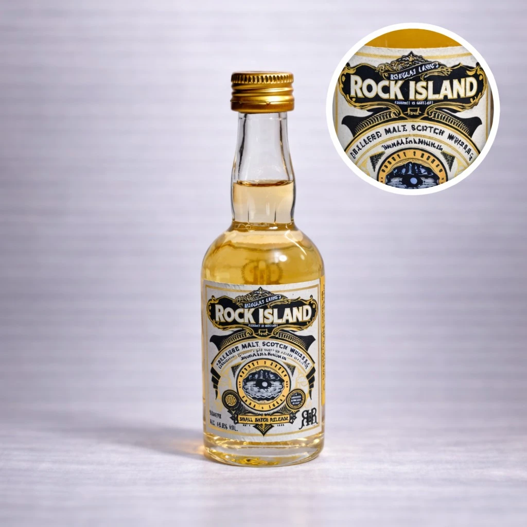 Mini Botella de Whisky Rock Island 50mL - Miniatura Original - Mini Botellita de whisky coleccionable - 78 Grados Deluxe