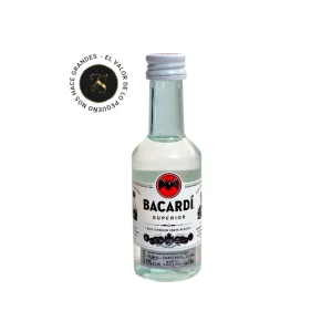 Mini Botella Ron Bacardi 50mL - Botellita de licor en miniatura más caja premium y tarjeta impresa - Licor original - 78 Grados Deluxe - Mini Botellas Colombia