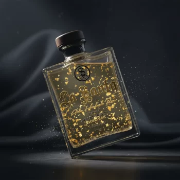 Mini botella de Tequila La Santa Añejo Cristalino Gold 24K (50 ml). Un detalle premium con hojuelas de oro real, ideal para regalos, coleccionistas y amantes del tequila - 78 Grados Deluxe