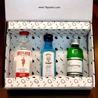 Estuche con Mini Botellas de Ginebras Premium Importadas | Beefeater, Bombay y Tanqueray – 78 Grados Deluxe