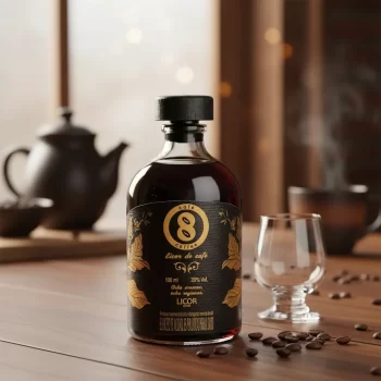 La Mini Botella de Licor de Café 8 Coffee 100ml es una bebida espirituosa elaborada de forma artesanal en Colombia, partiendo de granos 100 % arábica provenientes de ocho regiones cafeteras distintas del país. A través de un proceso de destilación cuidadosa, 8 Coffee captura la riqueza aromática del café tostado, integrándola en una experiencia de licor única.
