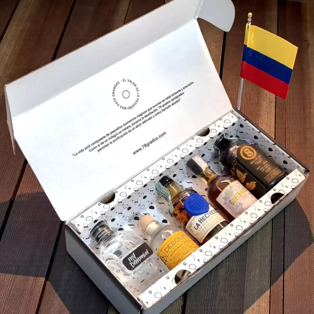 Descubre Esencia Colombiana, una colección premium con mini botellas de licores colombianos. Regalo auténtico ideal para turistas y amantes del sabor nacional - 78 Grados Deluxe