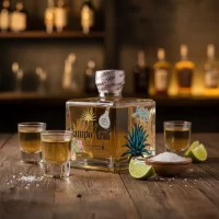Mini Botella de Tequila Campo Azul Reposado de 50mL