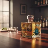 Mini Botella de Tequila Campo Azul Reposado de 50mL