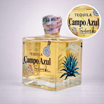 Mini Botella de Tequila Campo Azul Reposado de 50mL - Miniatura Original - Mini Botellita de tequila reposado - 78 Grados Deluxe