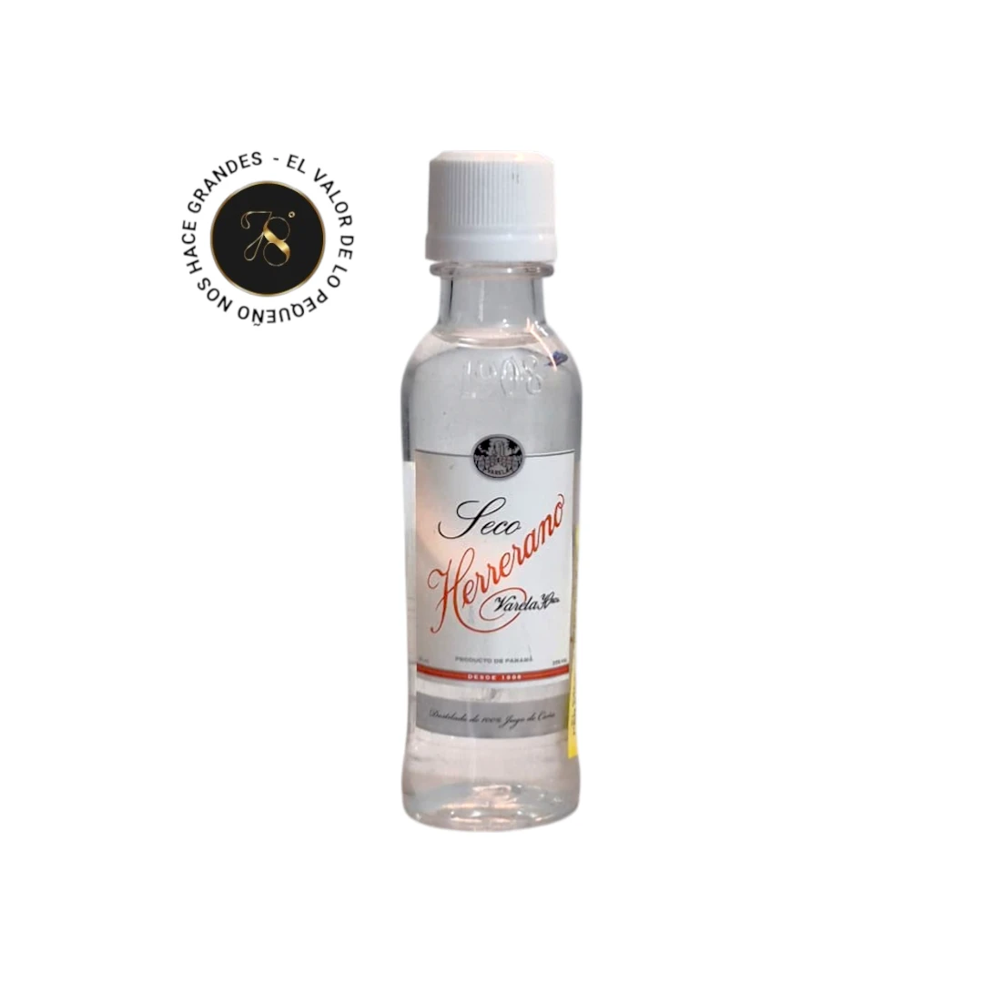 Mini Botella de Aguardiente Seco Herrerano en 50ml - Botellita de licor en miniatura más caja premium y tarjeta impresa - Licor original - Miniatura Seco Herrerano - 78 Grados Deluxe